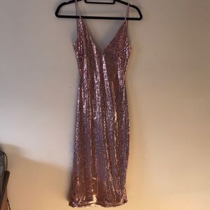 Rose gold backless sequin dress forever 21